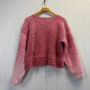 Handmade Academia Ombre Crochet Knit Sweater Size L Preppy Cozy Softgirl Y2K